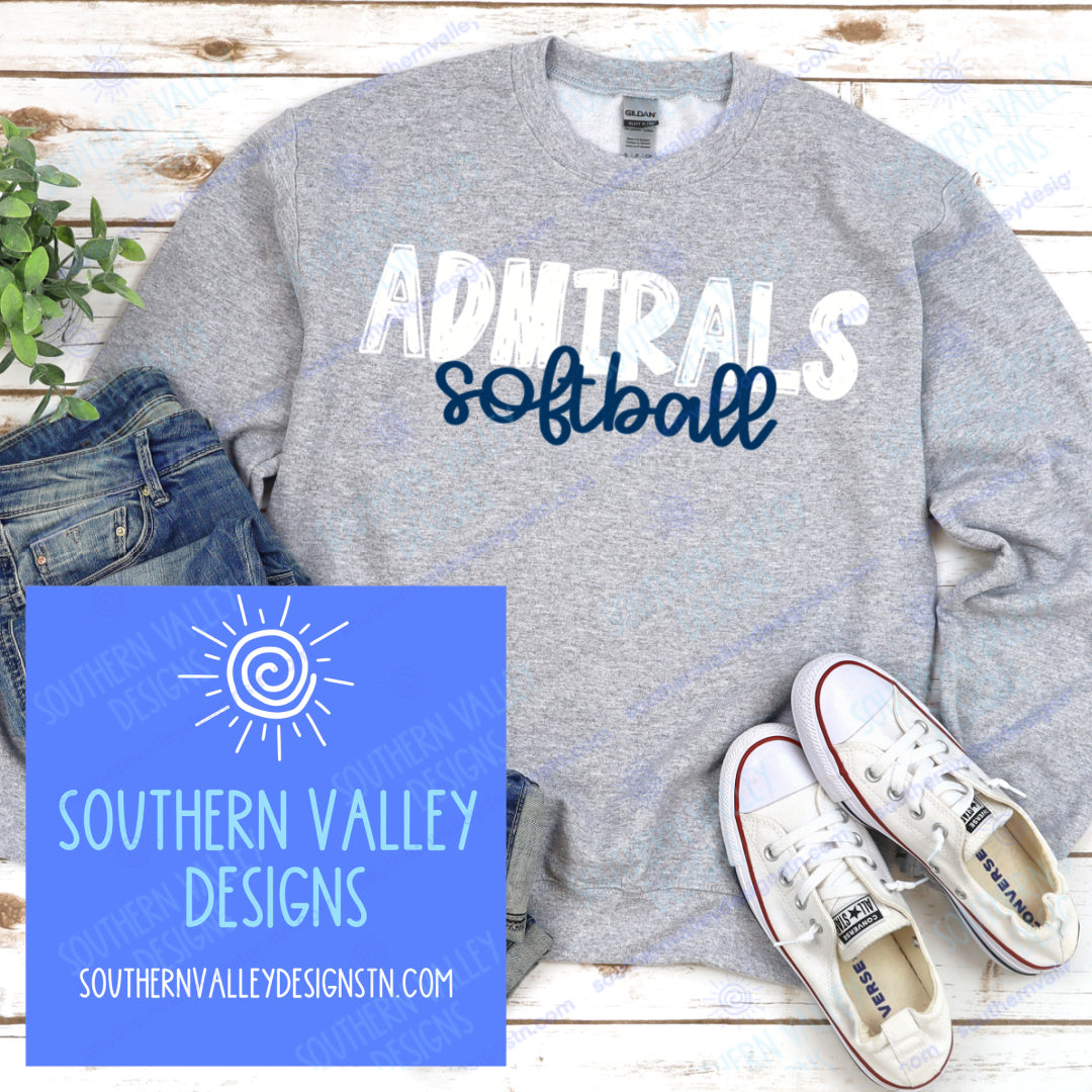 Farragut Admirals Scribble Softball Design