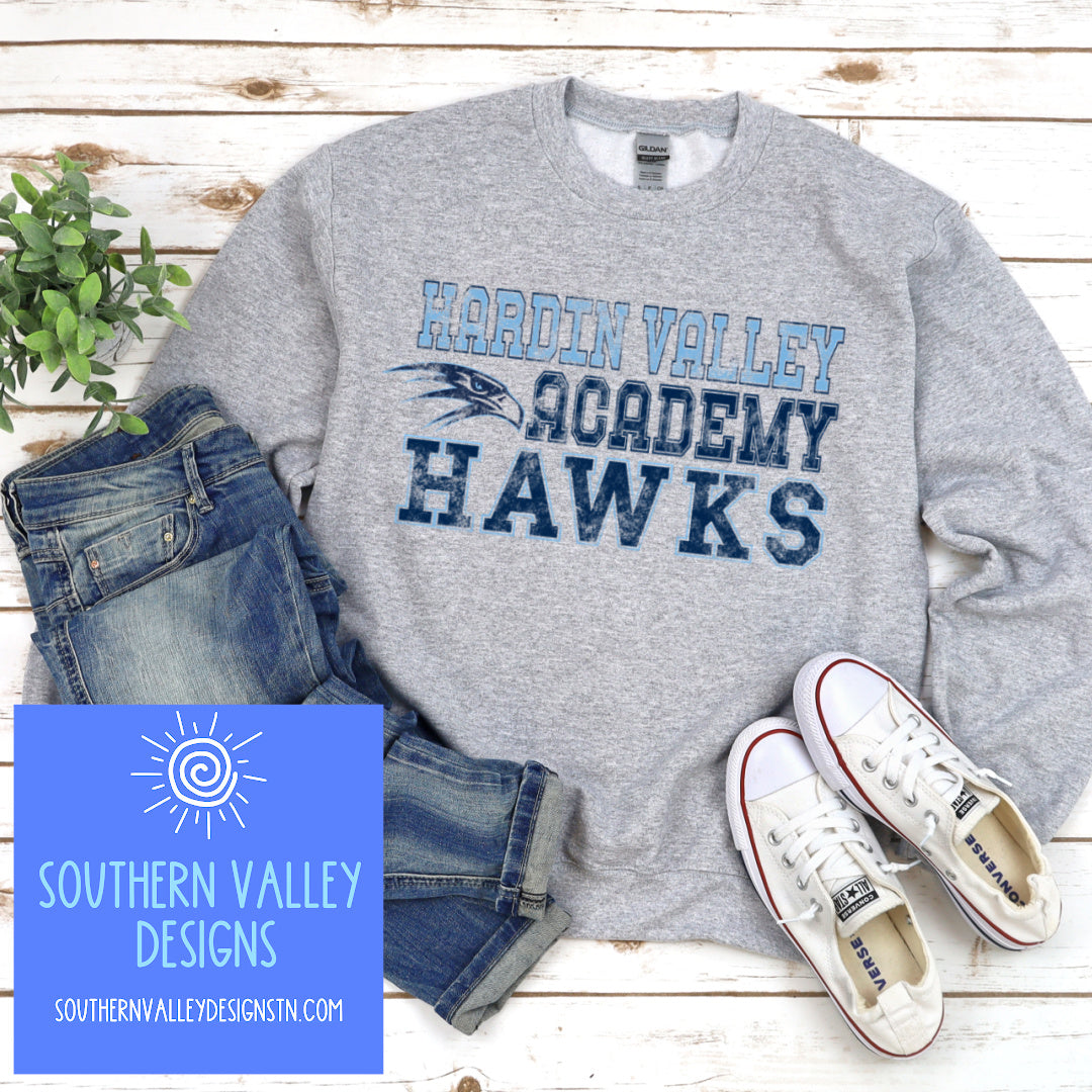 Hardin Valley Academy Hawks Distressed Design