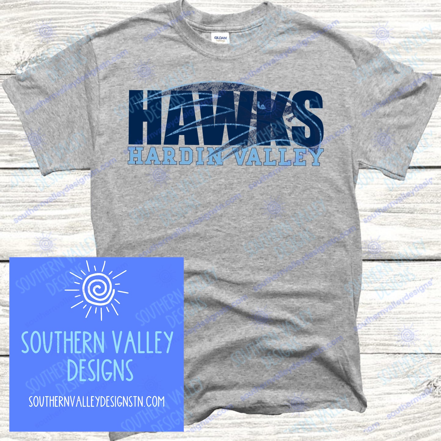Hardin Valley Hawk Distressed Design