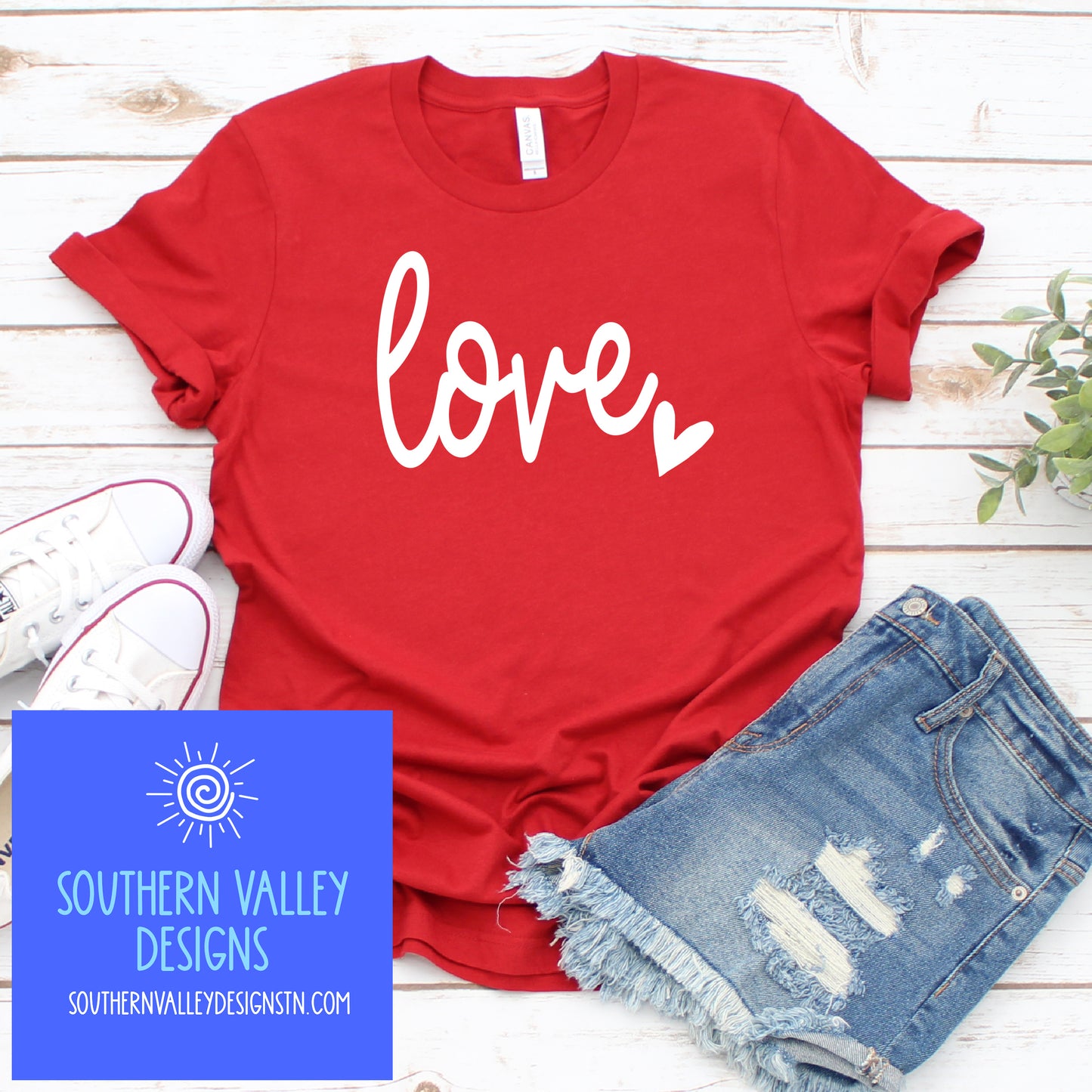 Script love with heart Valentine's Day Design