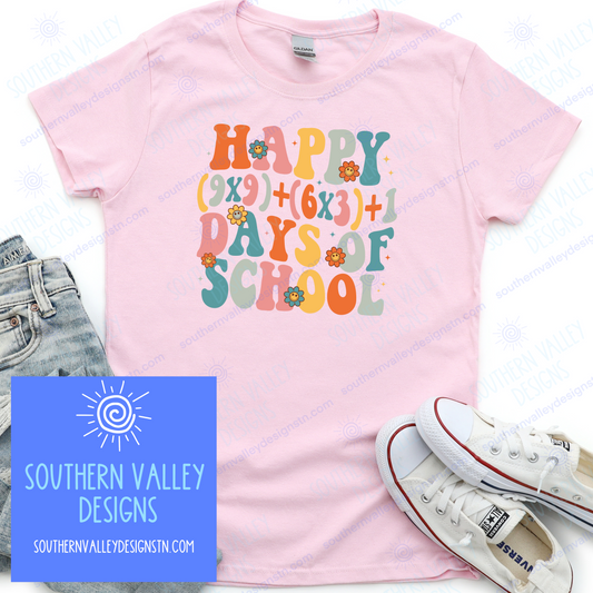 100th Day of School Math Design on Pink or White basic t-shirt