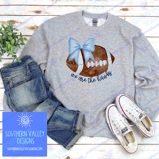 Hawks Watercolor Bow Football Design - Youth Sizes