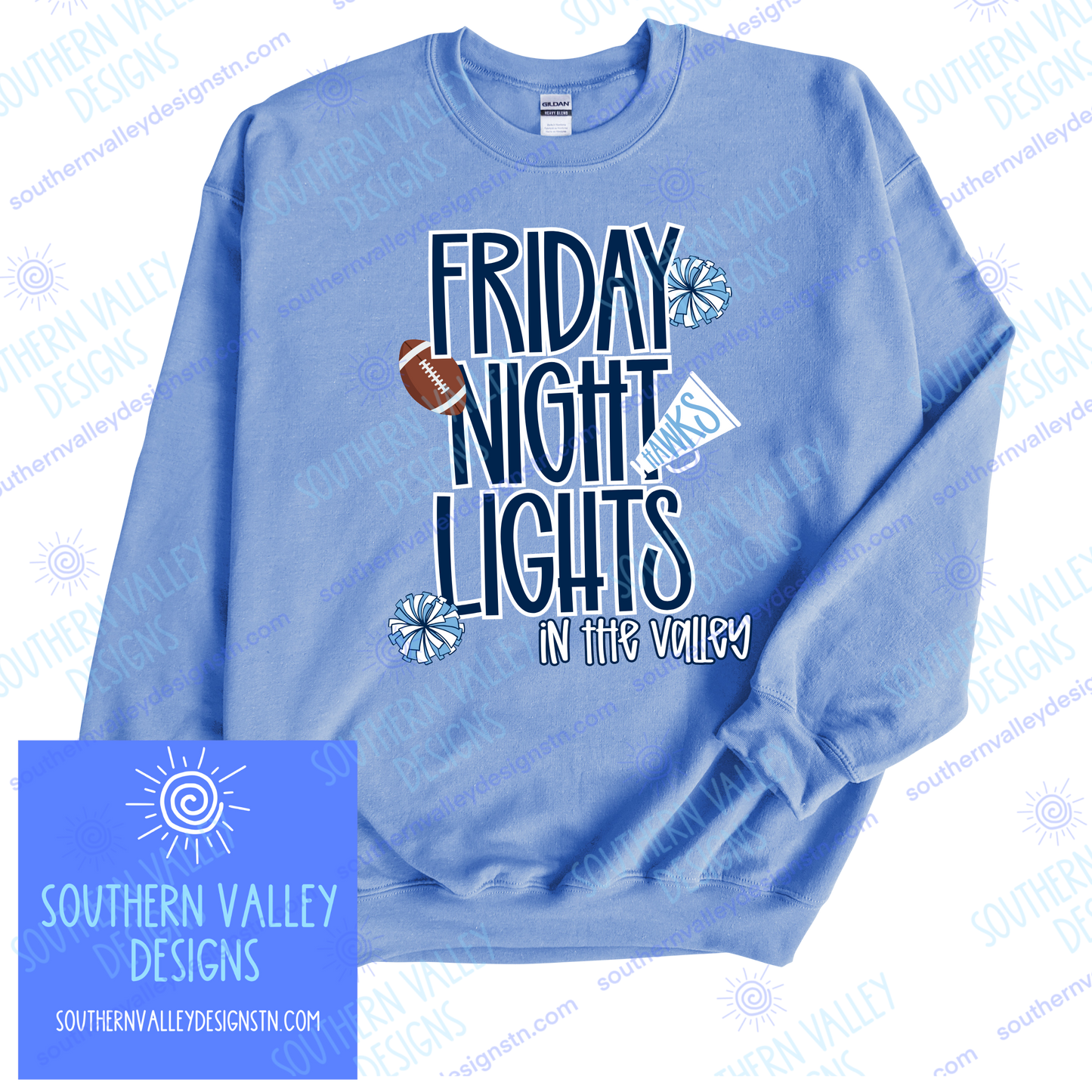 Friday Night Lights in the Valley Football Design 2- Adult Sizes