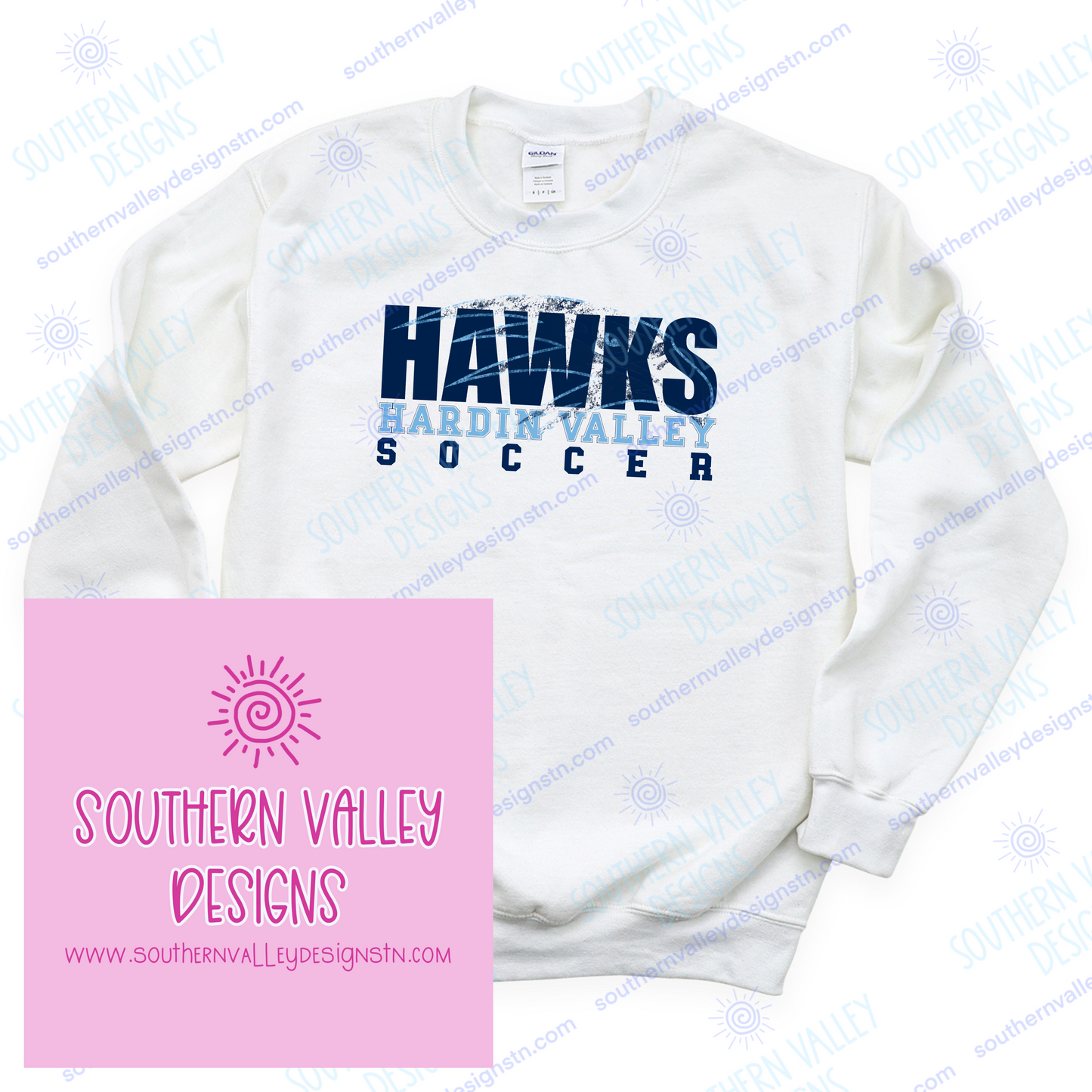 Hawk Distressed Soccer Design 1- Hardin Valley - Adult Sizes