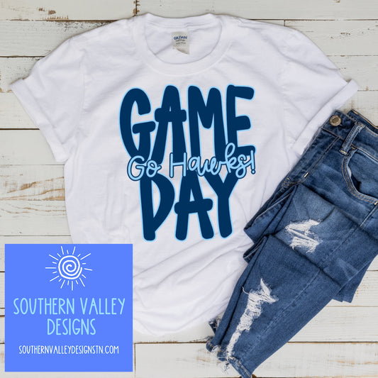 Game Day Go Hawks Navy/Carolina Design