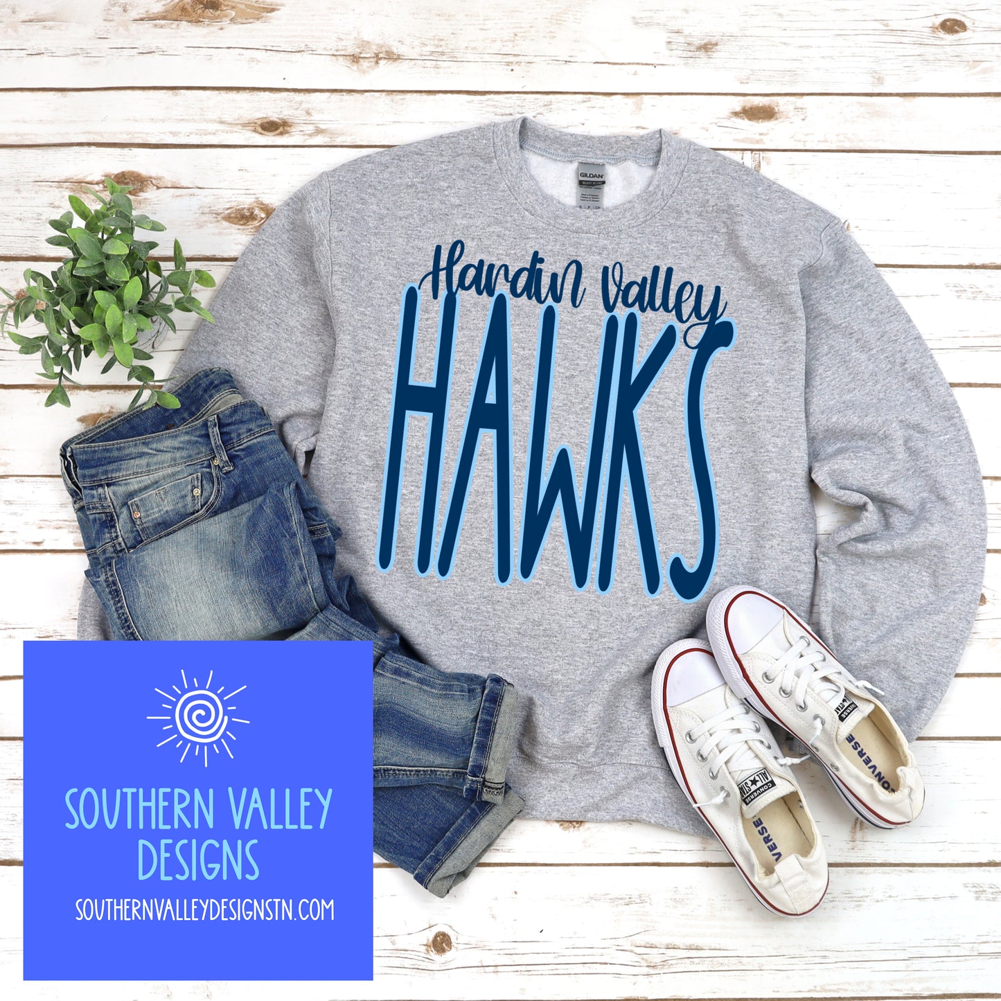 Hardin Valley Hawks Navy/light blue Design
