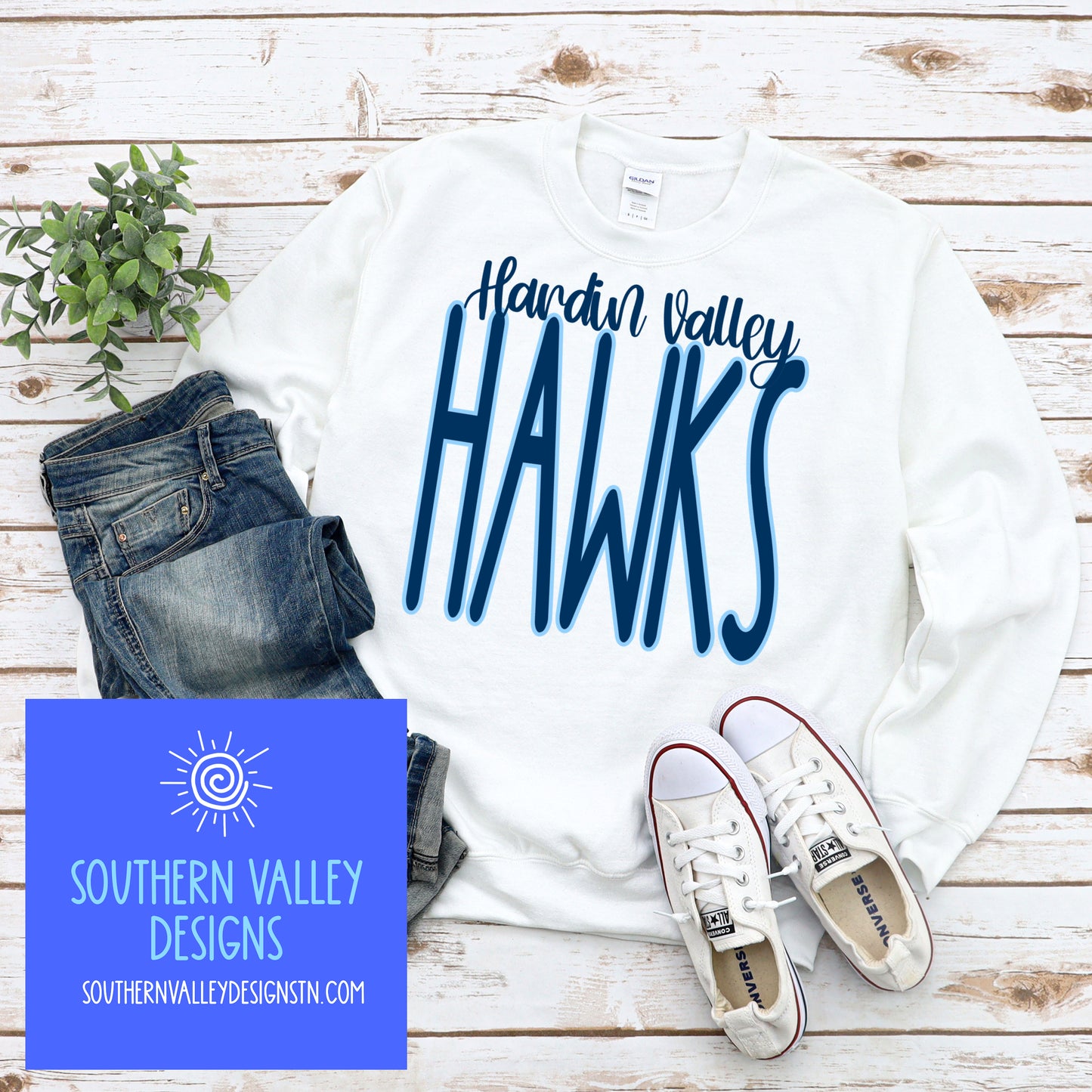 Hardin Valley Hawks Navy/light blue Design