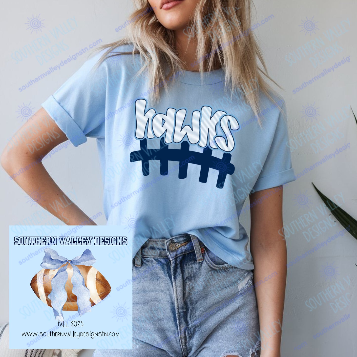 Hawks Seersucker Football Design- Adult Sizes