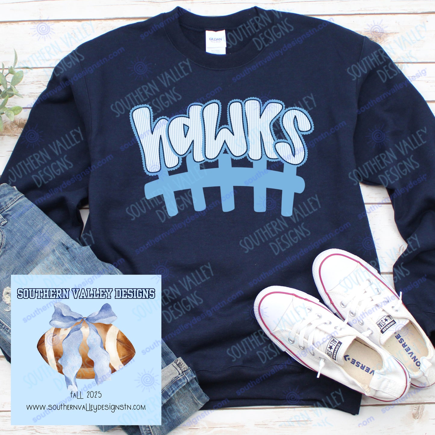 Seersucker Hawks Football Design - Youth Sizes
