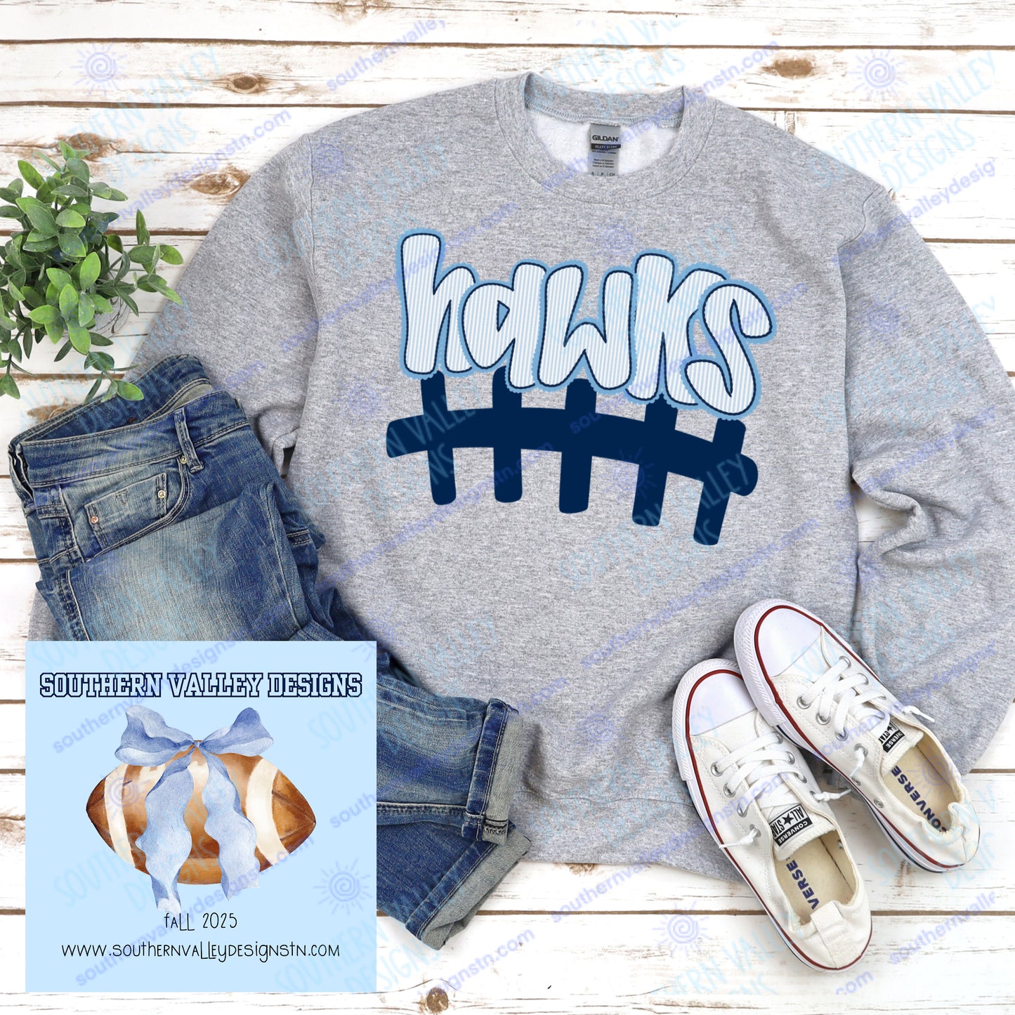 Hawks Seersucker Football Design